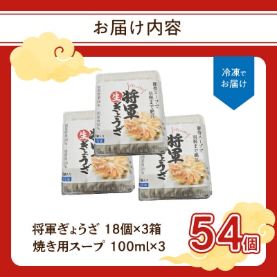 豚骨スープで焼く 餃子専門店の餃子 将軍餃子54個_A02032