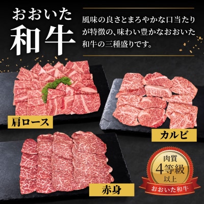 【お中元ギフト】おおいた和牛三種盛り肩ロース・カルビ・赤身焼肉用 各500g_A01143-S