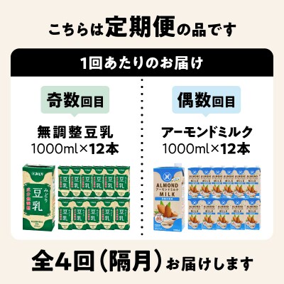 【隔月配送】みどり豆乳+みどりアーモンドミルク 隔月交互に4回お届け定期便_T10095