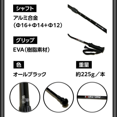 ウォーキングポール Issoku-CHO(1足長) オールブラック 1本_R17032