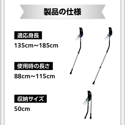 ウォーキングポール Issoku-CHO(1足長) ブラックシルバー 2本1セット_R17033