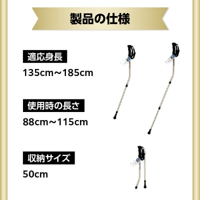ウォーキングポールIssoku-CHO(カムレバー式)シャンパンゴールド 2本1セット_R17030