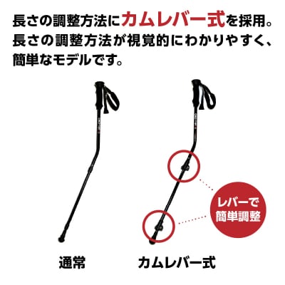 ウォーキングポール Issoku-CHO(カムレバー式)オールブラック 2本1セット_R17031