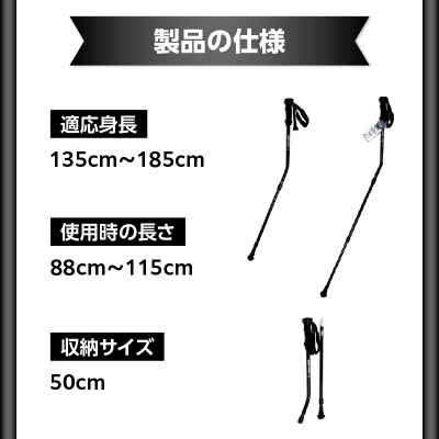 ウォーキングポール Issoku-CHO(1足長) オールブラック 2本1セット_R17035