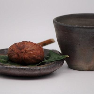 備前焼手びねり小皿と小カップセット(登り窯焼成)