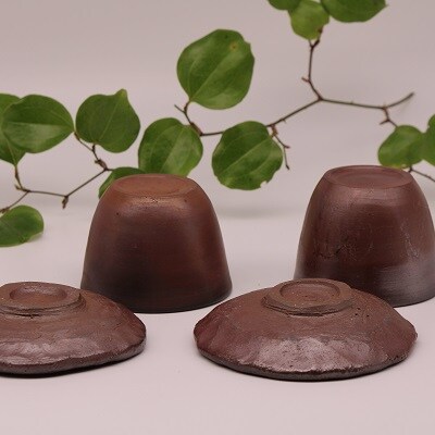 備前焼手びねり小皿各2枚と小カップ各2個セット(登り窯)