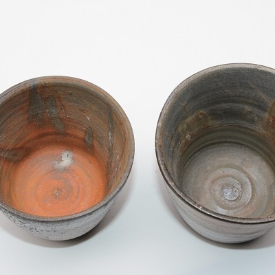 備前焼カップ2個セット(登り窯)