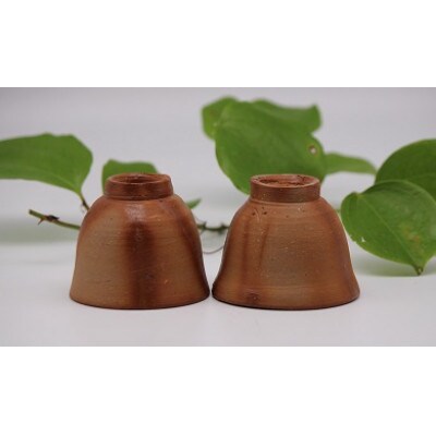 備前焼宝瓶(登り窯)とひだすき煎茶碗2個セット