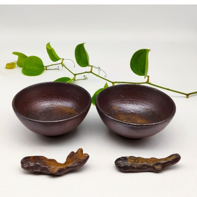 飯茶碗・箸置き2個セット(登り窯)