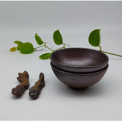 飯茶碗・箸置き2個セット(登り窯)