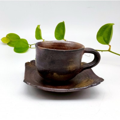 備前焼コーヒーカップセット切り込み皿(登り窯)