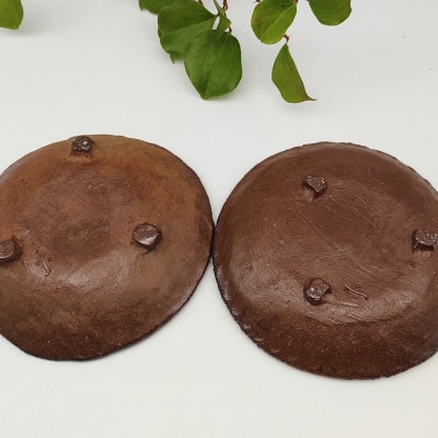 備前焼手びねり丸皿2個セット(登り窯)