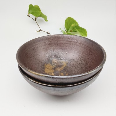 備前焼丼鉢・魚箸置き2個セット(登り窯)
