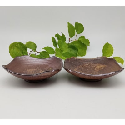 備前焼切り込み深皿2枚セット(登り窯)