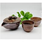 備前焼宝瓶と煎茶碗2個セット(登り窯)