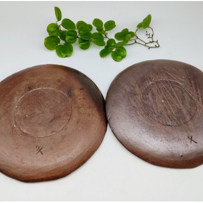 備前焼たたき平皿2枚セット(登り窯)