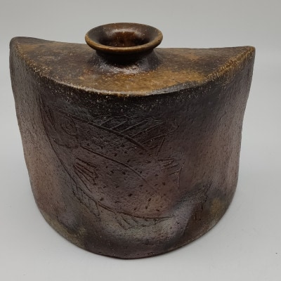 備前焼扁壺(登り窯)桐箱入り