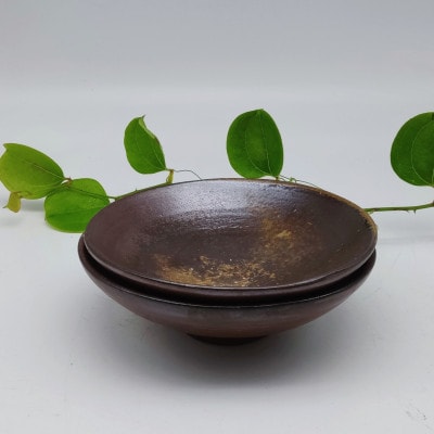 【さとふる限定】備前焼浅中鉢2個セット(登り窯)
