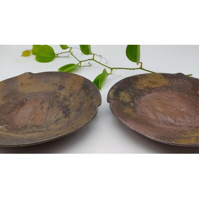 備前焼3点中皿　2枚セット(登り窯)