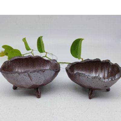 備前焼三足小鉢2個セット(登り窯)