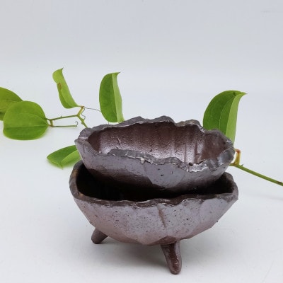 備前焼三足小鉢2個セット(登り窯)