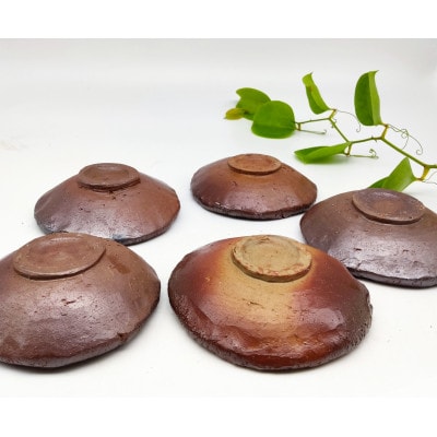 備前焼手びねり小皿5枚セット(登り窯)