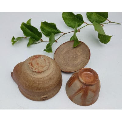 備前焼宝瓶と煎茶碗1個セット(宝瓶は登窯)
