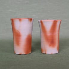 備前焼　ペアビール呑「緋襷(ヒダスキ)」