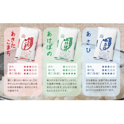 【毎月定期便】岡山県産米 10kg (5kg × 2袋)全3回