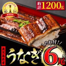 鹿児島県東串良町 うなぎ蒲焼(無頭) 6尾 計約1200g、蒲焼のタレ・山椒6個付【43940】