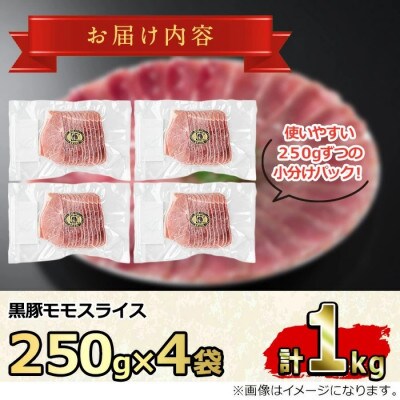 サクラ農場の鹿児島黒豚!モモスライス 計約1kg (約250g×4P)  【0255126a】