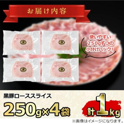 サクラ農場の鹿児島黒豚! ローススライス 計約1kg (約250g×4P) 【0305123a】
