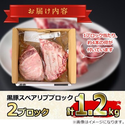 サクラ農場の鹿児島黒豚!スペアリブ ブロック (計約1.2kg)【鹿児島ますや】【0155112a】