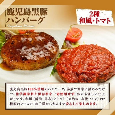 鹿児島黒豚 100%使用!!無添加 ハンバーグ(2種:和風・トマト)【0075137a】