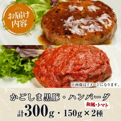 鹿児島黒豚 100%使用!!無添加 ハンバーグ(2種:和風・トマト)【0075137a】