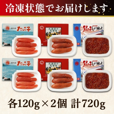 丸鮮道場水産 北海道産 たらこ・明太子・筋子 120g×各2個(計720g) MC077-5