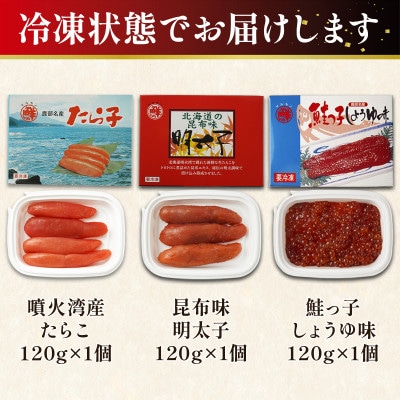 丸鮮道場水産 北海道産 たらこ・明太子・筋子 120g×各1個(計360g) MC065-5