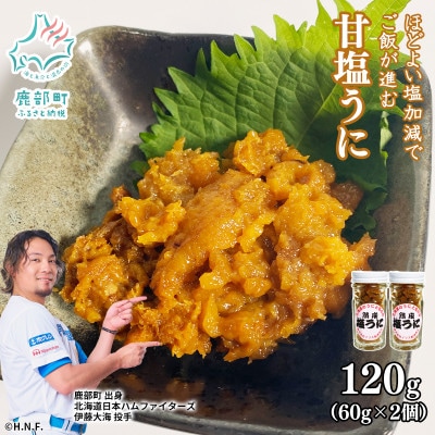 北海道のウニだけで作った甘塩うに 120g(60g×2個) キタムラサキウニ F43-2