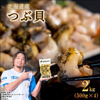 北海道産 訳あり 前浜ボイルつぶ 2kg(500g×4袋) KS05-4