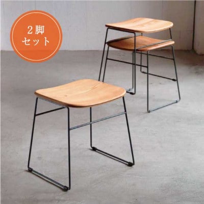 【2脚セット】杉 スツール(スタッキング)