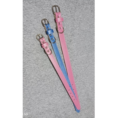 ペット用品(首輪) 牛革シボ型押しラメカラー・ブルー首輪#21