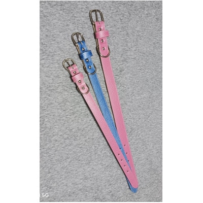 ペット用品(首輪) 牛革シボ型押しラメカラー・ピンク首輪#24