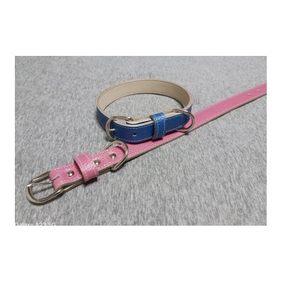 ペット用品(首輪) 牛革シボ型押しラメカラー・ピンク首輪#24