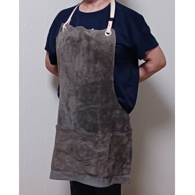 BBQ用牛革ベロア(スエード)エプロン・グレー