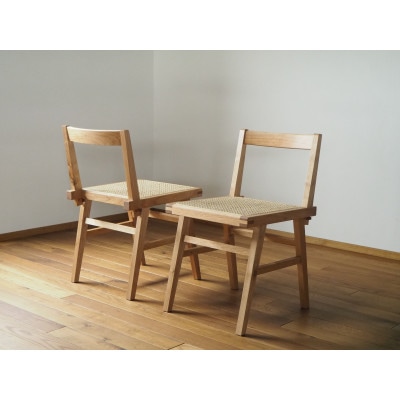 【UMEBACHI FURNITURE】 ラタンの椅子　国産クルミ材　籐張　【申込後生産】