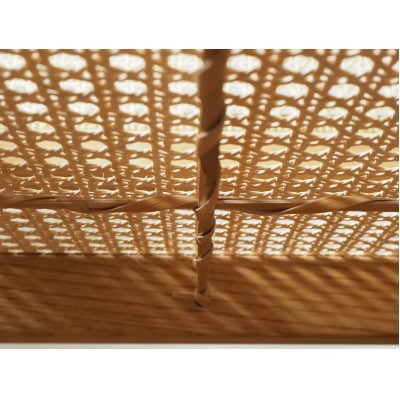 【UMEBACHI FURNITURE】 ラタンのスツール　国産クルミ材　籐張　【申込後生産】