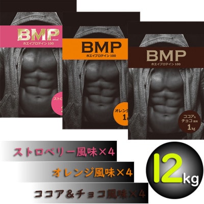 BMPプロテイン 12kgセット ココア&チョコ4kg ストロベリー4kg オレンジ 4kg