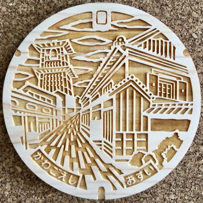 川越市「時の鐘」と「蔵造りの町並み」マンホールのマグネット・バッチ・キーホルダー・コースター　各1個