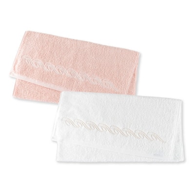 【1秒タオル】プレジール バスタオル2枚セット(ホワイト・サーモンピンク)