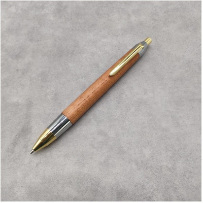欅(けやき)木軸ペン　スタンダードタイプ・シャープペンシル(ゴールド&シルバー金具) 固定ノック